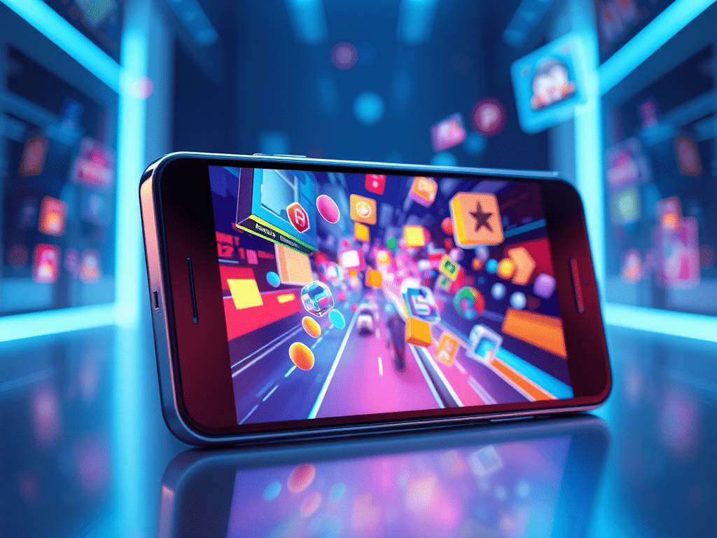 Giao diện điện thoại hiện đại hiển thị ứng dụng trò chơi trực tuyến giúp người dùng tải Sunwin bản chuẩn cho iOS và Android 2026 dễ dàng.