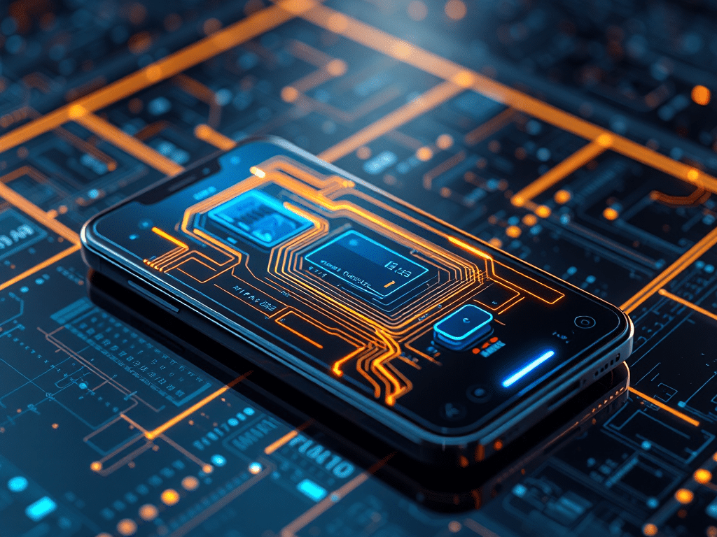 Giao diện ứng dụng hiện đại trên điện thoại thông minh với hiệu ứng ánh sáng xanh và vàng tại cổng game Sunwin chuyên nghiệp.