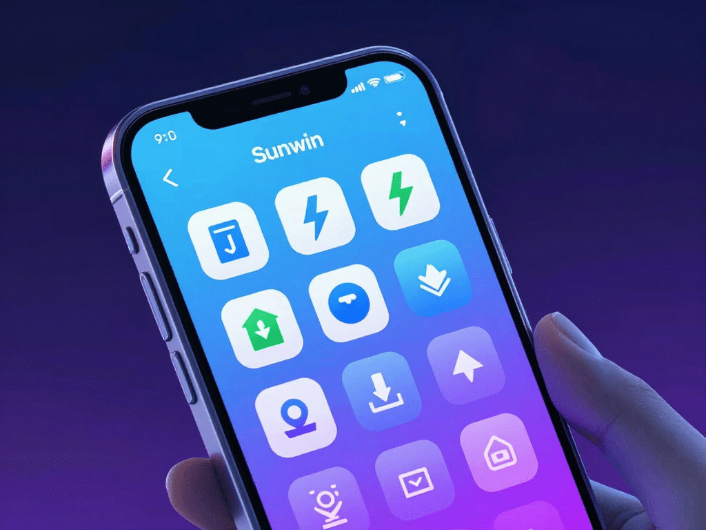 Điện thoại Android đang tải Sunwin APK cho Android 2026 phiên bản v4.7.2 tối ưu 87MB, biểu tượng tốc độ cao và tiết kiệm dung lượng bộ nhớ