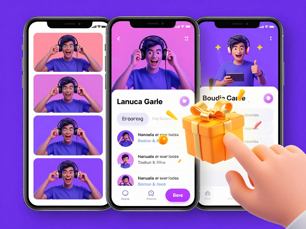 Hình ảnh minh họa người chơi thực hiện 5 bước trên điện thoại nhận giftcode sunwin tân thủ 2026 từ fanpage, giao diện sống động và hộp quà phát sáng