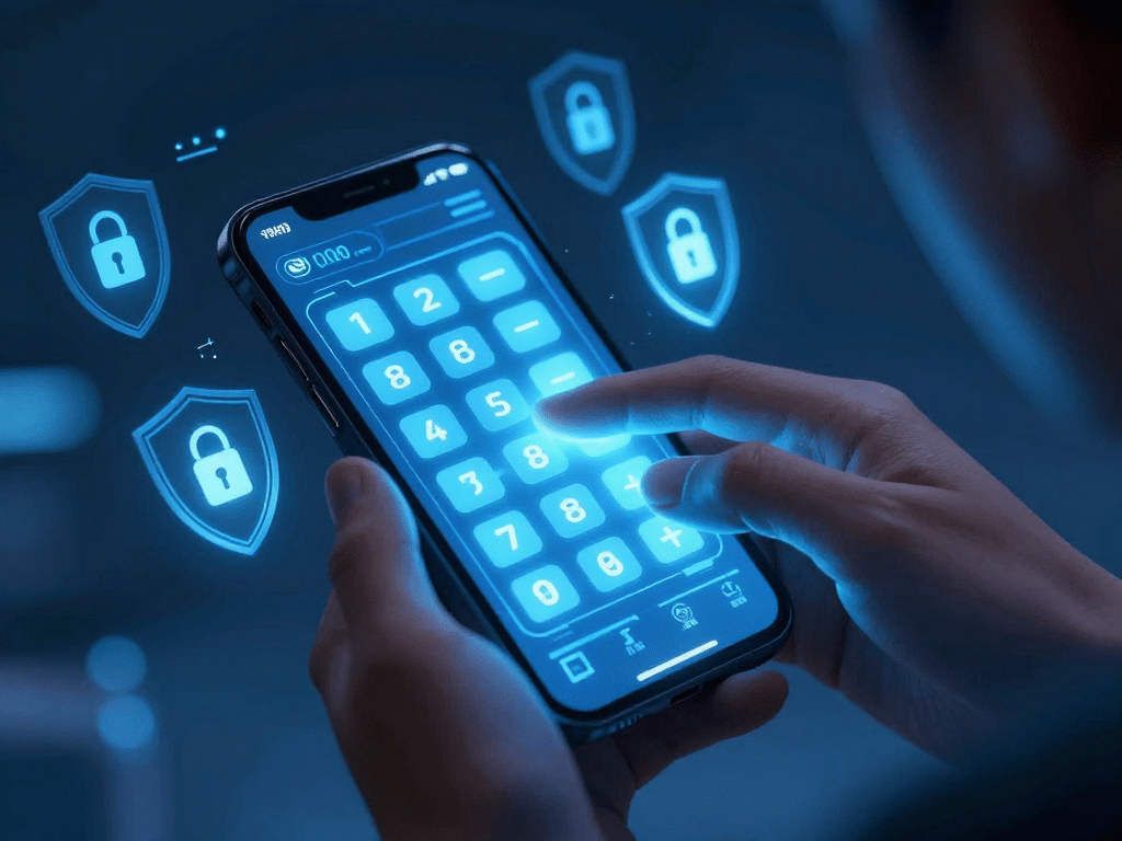 Người dùng thực hiện cách đổi mật khẩu Sunwin an toàn trên điện thoại thông minh với biểu tượng khóa, khiên bảo vệ và mã xác thực OTP, phong cách công nghệ tương lai