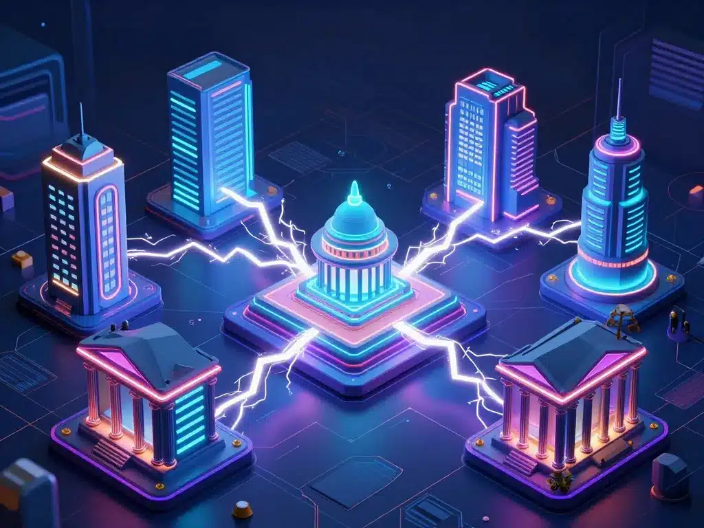 Hình ảnh danh sách ngân hàng hỗ trợ Sunwin 2026 với các ngân hàng kết nối siêu tốc đến nền tảng qua đường truyền ánh sáng, phong cách đồ họa hiện đại